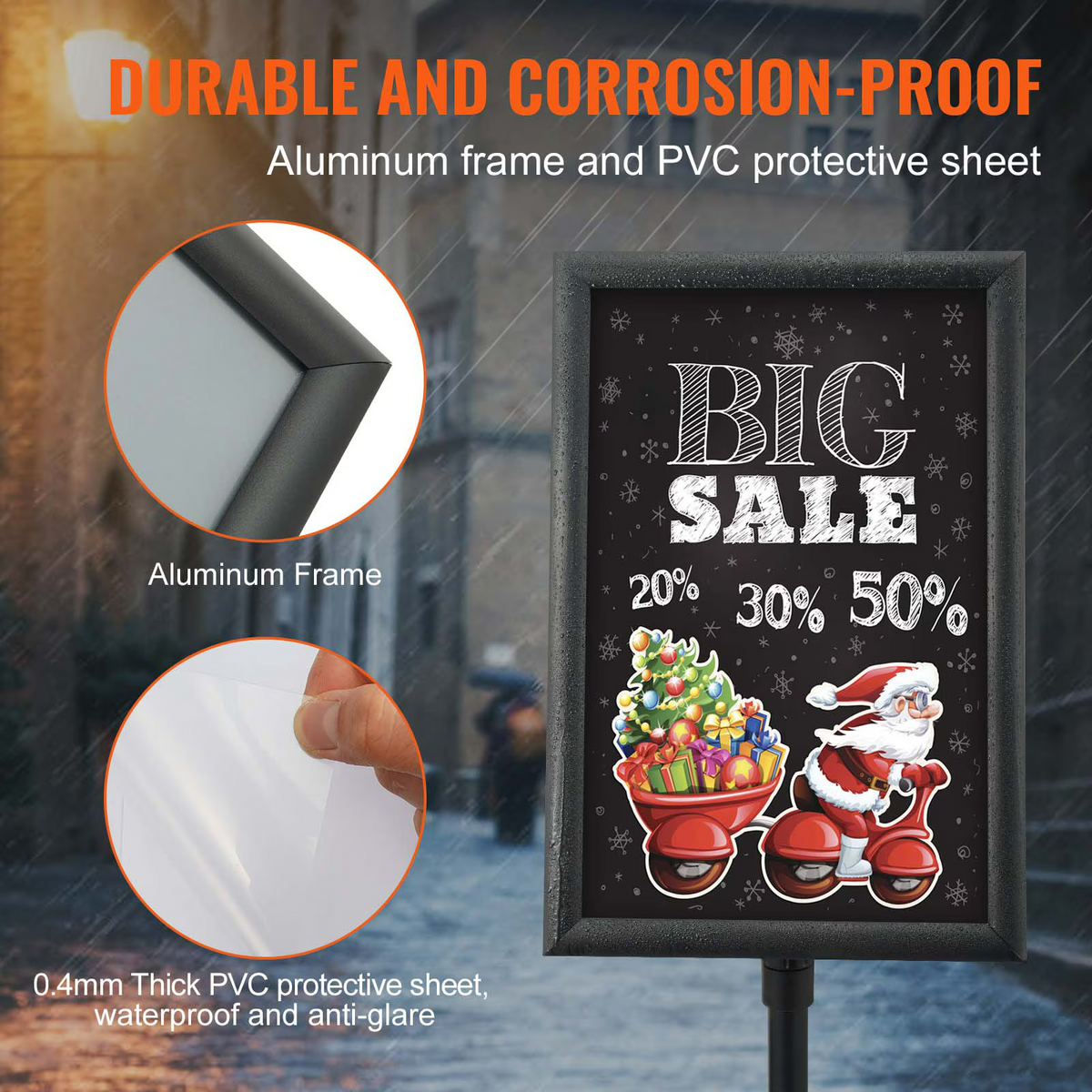 AEELLEEA-Floor Standing Sign Holder, Adjustable Pedestal Poster Stand with Round Base, Vertical & Horizontal Display for Business Advertisement