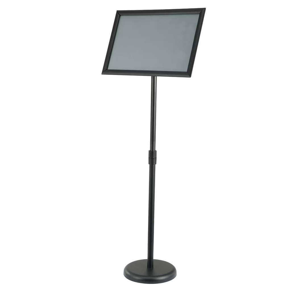 AEELLEEA-Floor Standing Sign Holder, Adjustable Pedestal Poster Stand with Round Base, Vertical & Horizontal Display for Business Advertisement