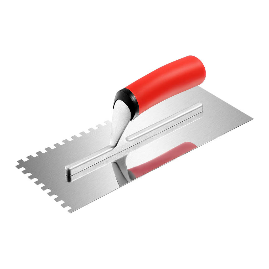 AEELLEEA-Stainless Steel Square Notched Tile Trowel 10.9x4.4in, Serrated Tiling Tool for Mortar and Adhesive Spreading