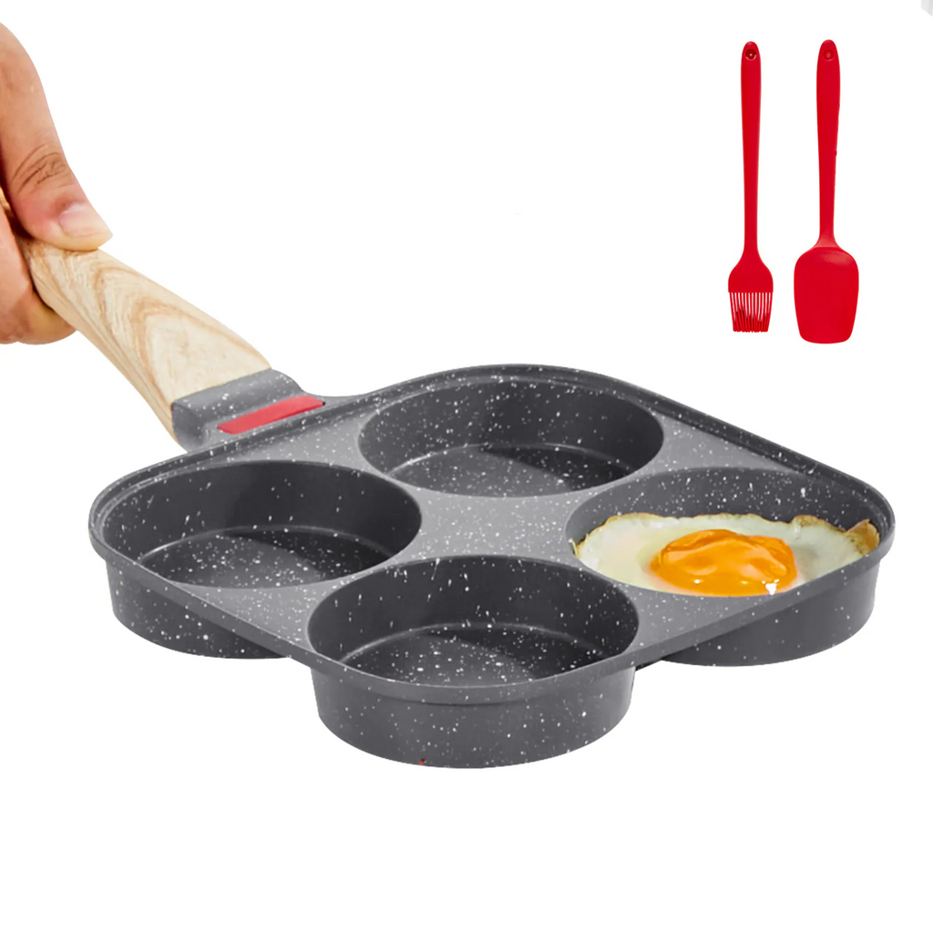 Egg Pan, 4-Cup Nonstick Egg Frying Pan, Aluminum Breakfast Omelette Skillet for Hamburgers,Sandwiches,Compatible with Gas Stove & Induction Cookware