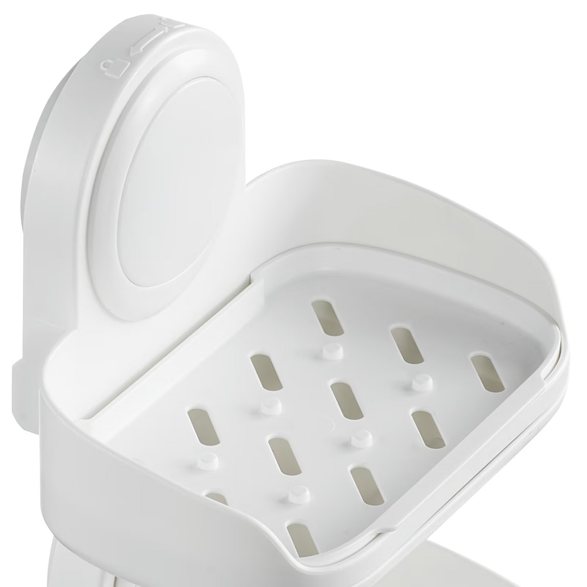 2-Tier Suction Cup Soap Dish Holder with Drain Trays, Wall-Mounted Shower Soap Organizer, White