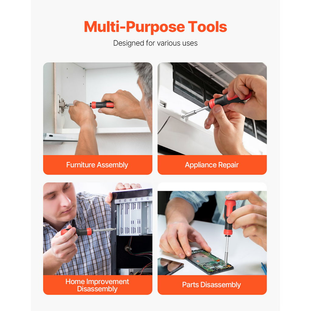 AEELLEEA-13 Piece Screwdriver Set Magnetic Handle Torx Phillips Hand Tools With Adjustable Extension Rod
