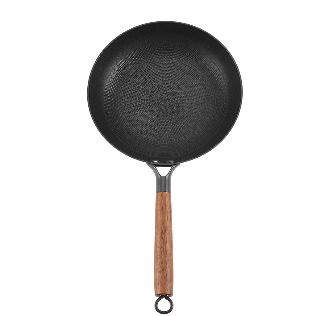 3-Piece Cast Iron Frying Pan Set, 8/10/12 Inch Nonstick Skillets with Wooden Handle, Induction Compatible Cast Iron Pans for Kitchen Cooking