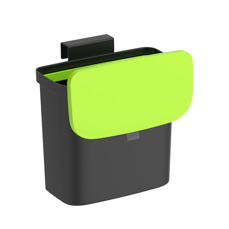 Kitchen Cabinet Door Hanging Trash Can 4L Counter Scrap Collector Small Indoor Bin Lid Manual Open Slim Wall Mount Waste Container Removable Hook Compact Plastic for RV Bathroom Dorm Pantry Sink