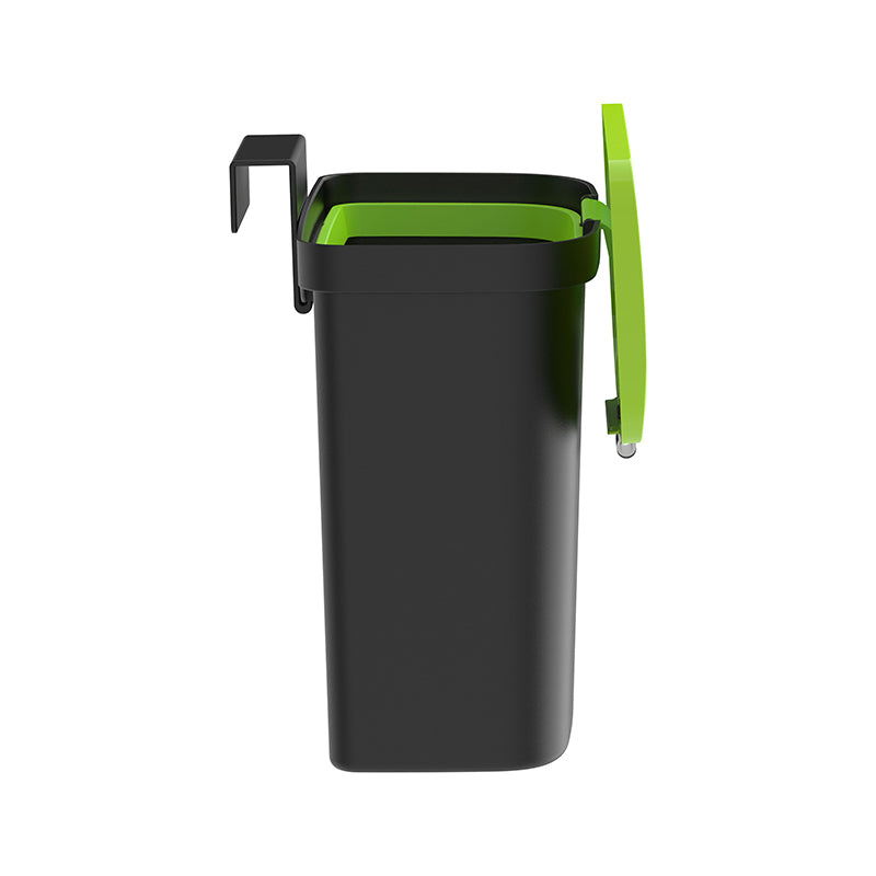 Kitchen Cabinet Door Hanging Trash Can 4L Counter Scrap Collector Small Indoor Bin Lid Manual Open Slim Wall Mount Waste Container Removable Hook Compact Plastic for RV Bathroom Dorm Pantry Sink