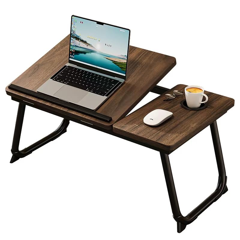 AEELLEEA Laptop Desk for Bed & Couch with Cup Holder, Foldable Lap Desk for Working, Breakfast Tray & Movie Watching, Portable Bed Table for Home Office & Sofa Use