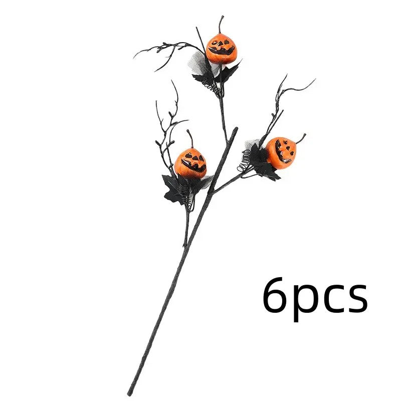 6-Piece Artificial Fall Pumpkin and Maple Leaf Decor Set, Mini Halloween Pumpkin Ornaments for Table Centerpieces, Vase Arrangements and Seasonal Home Decor