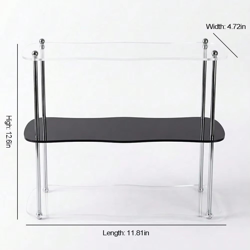 3-Tier Acrylic Storage Rack with Metal Frame, Transparent Desktop Organizer Shelf for Bathroom Cosmetics, Living Room Decor and Home Storage