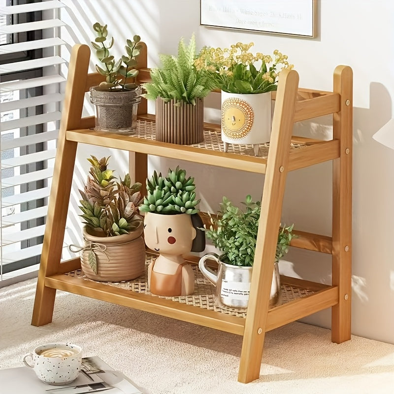 Small 2-Tier Bamboo Countertop Shelf, Compact Spice Rack & Organizer, 10.63 x 7.28 x 11.02 Inches, for Kitchen, Desk or Home Use