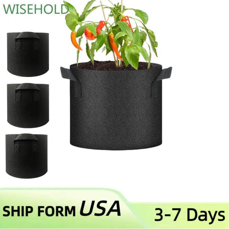 3-Pack 5-Gallon Fabric Grow Bags with Durable Handles, Nonwoven Planters for Vegetables, Fruits, Flowers and Herbs