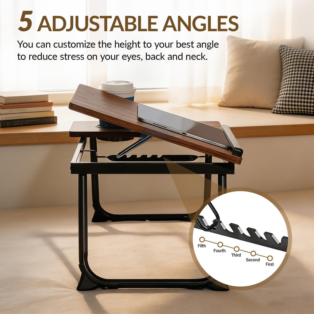 AEELLEEA Laptop Desk for Bed & Couch with Cup Holder, Foldable Lap Desk for Working, Breakfast Tray & Movie Watching, Portable Bed Table for Home Office & Sofa Use
