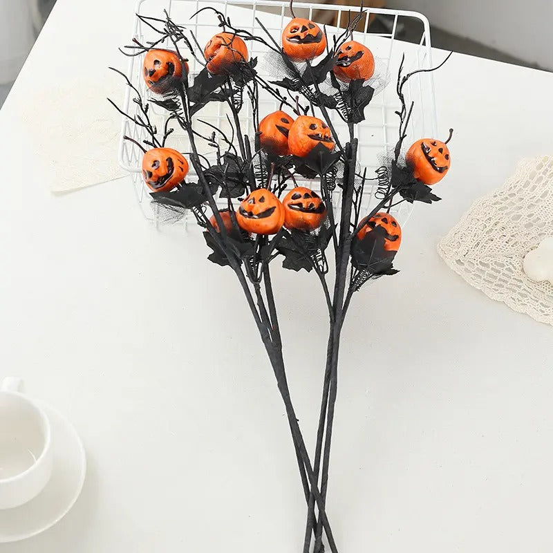 6-Piece Artificial Fall Pumpkin and Maple Leaf Decor Set, Mini Halloween Pumpkin Ornaments for Table Centerpieces, Vase Arrangements and Seasonal Home Decor