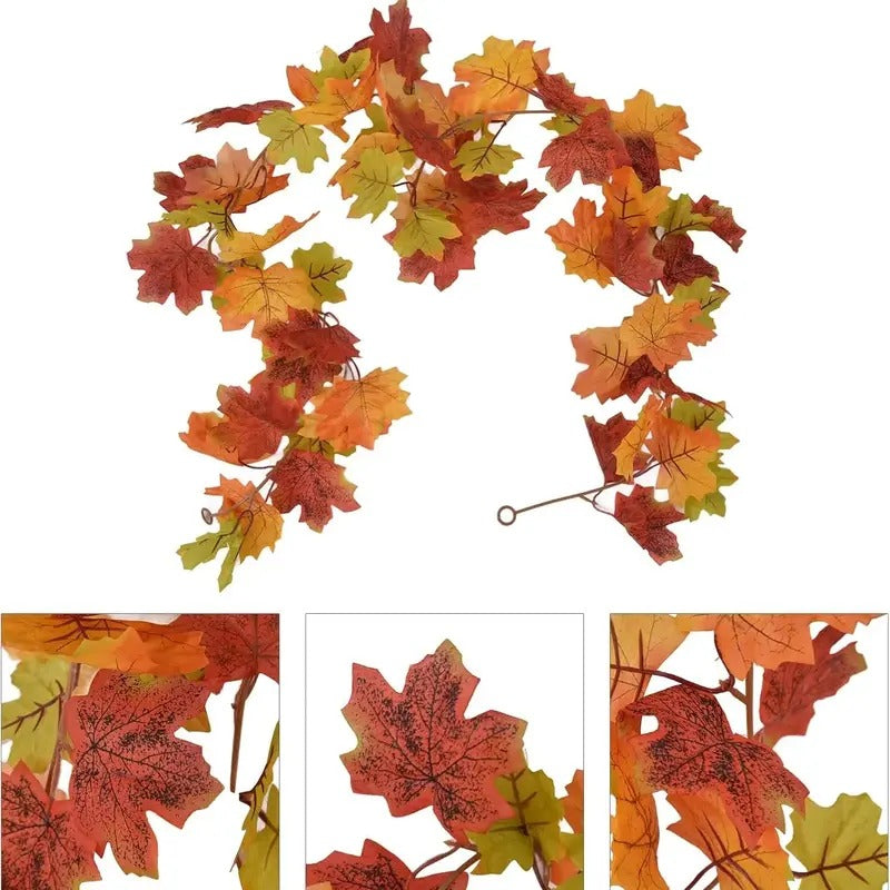 5-Piece 78.7 in Artificial Maple Leaf Ivy Garland, Decorative Fall Foliage Vine for Halloween, Home, Garden and Party Decor