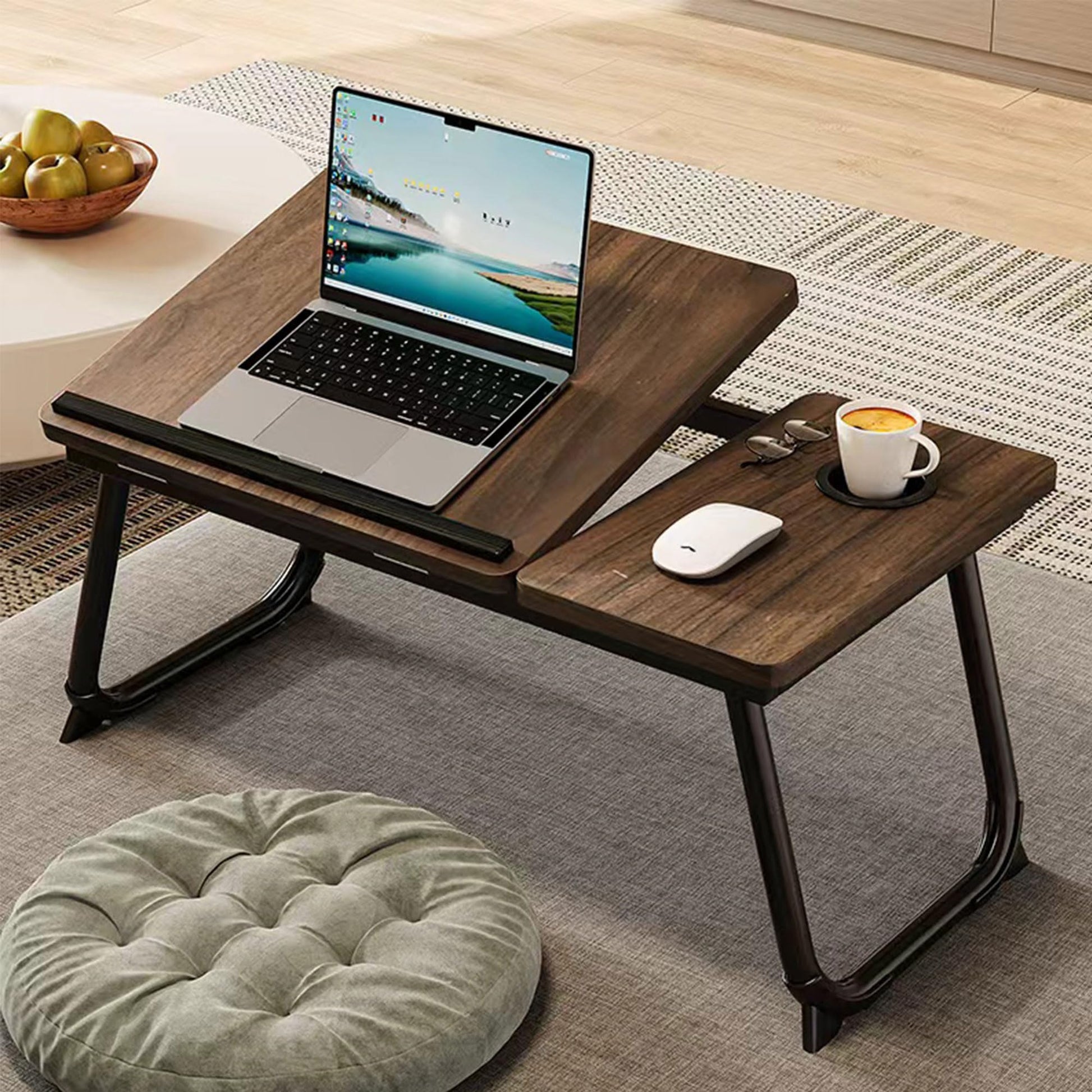 AEELLEEA Laptop Desk for Bed & Couch with Cup Holder, Foldable Lap Desk for Working, Breakfast Tray & Movie Watching, Portable Bed Table for Home Office & Sofa Use