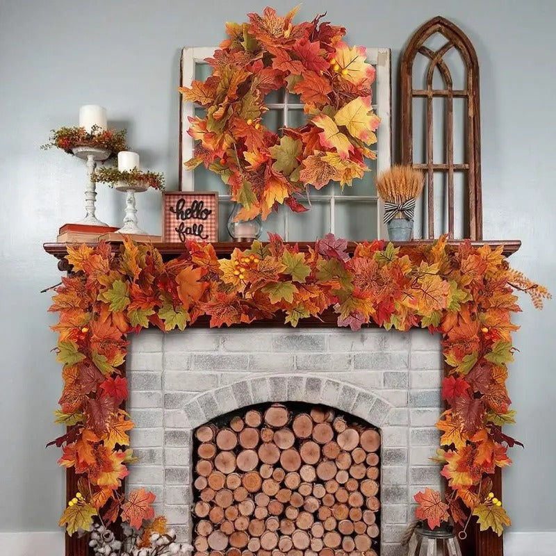 5-Piece 78.7 in Artificial Maple Leaf Ivy Garland, Decorative Fall Foliage Vine for Halloween, Home, Garden and Party Decor