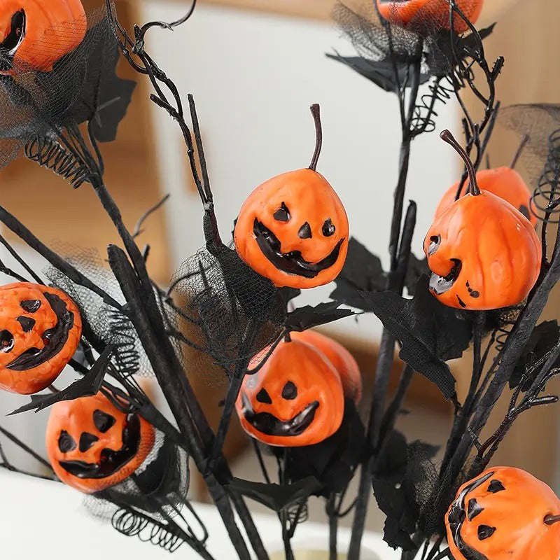 6-Piece Artificial Fall Pumpkin and Maple Leaf Decor Set, Mini Halloween Pumpkin Ornaments for Table Centerpieces, Vase Arrangements and Seasonal Home Decor