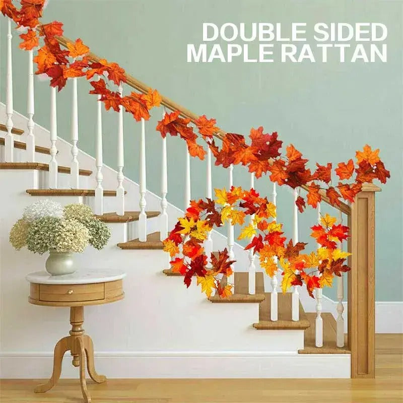 5-Piece 78.7 in Artificial Maple Leaf Ivy Garland, Decorative Fall Foliage Vine for Halloween, Home, Garden and Party Decor