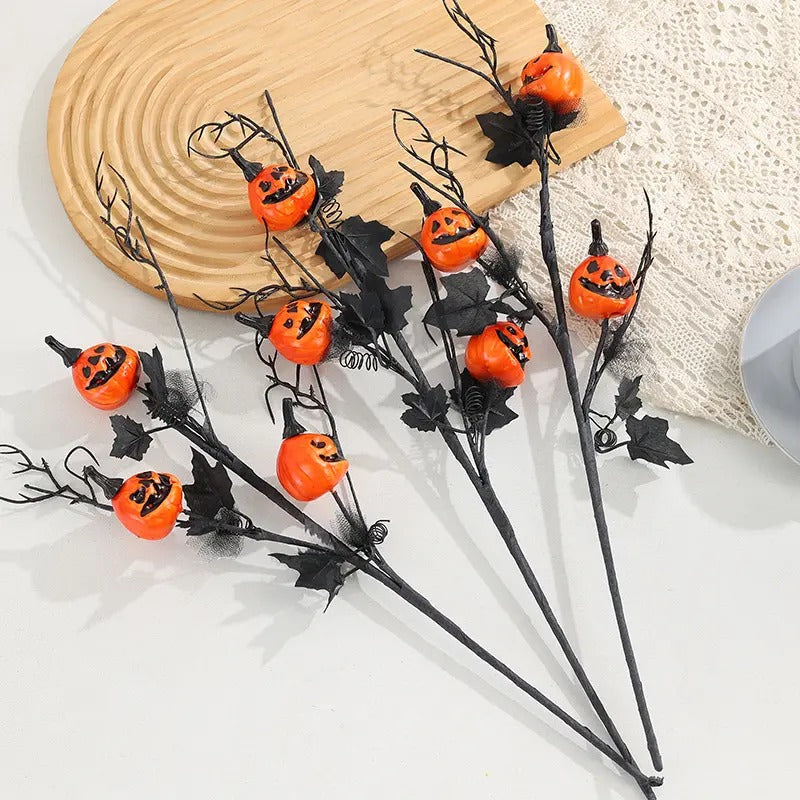 6-Piece Artificial Fall Pumpkin and Maple Leaf Decor Set, Mini Halloween Pumpkin Ornaments for Table Centerpieces, Vase Arrangements and Seasonal Home Decor