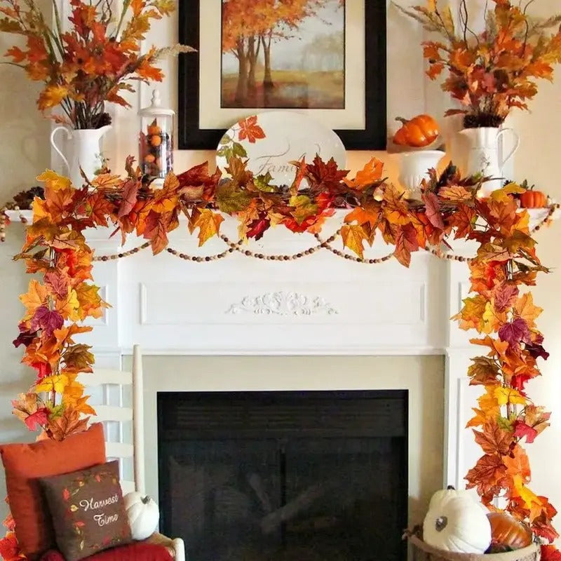 5-Piece 78.7 in Artificial Maple Leaf Ivy Garland, Decorative Fall Foliage Vine for Halloween, Home, Garden and Party Decor