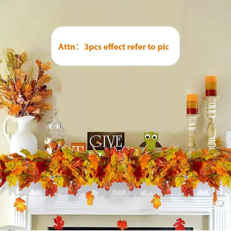 5-Piece 78.7 in Artificial Maple Leaf Ivy Garland, Decorative Fall Foliage Vine for Halloween, Home, Garden and Party Decor