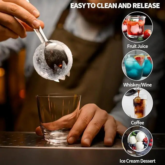 6PCS Reusable Large Round Ice Cube Mold, Stackable Silicone Ice Ball Maker, Easy-Release Ice Molds for Whiskey, Cocktails, Bourbon and Drinks