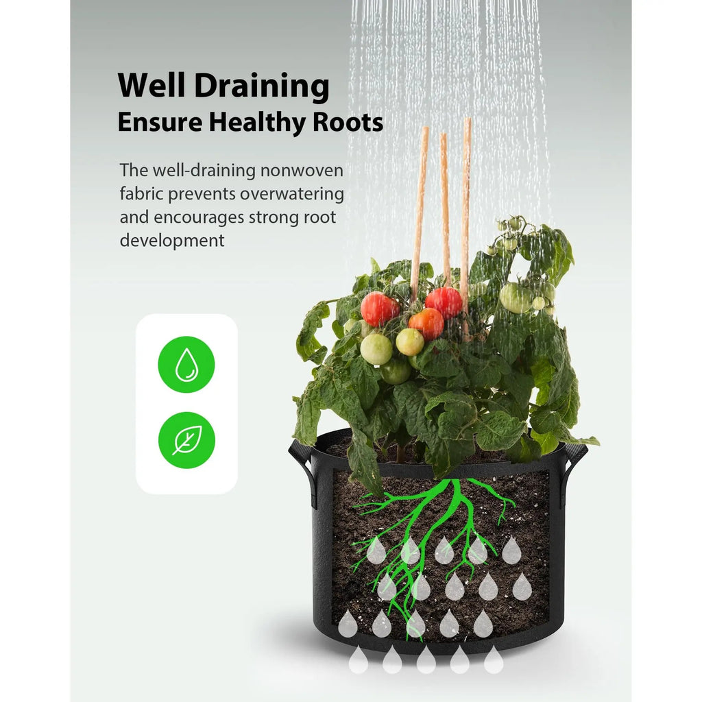 3-Pack 5-Gallon Fabric Grow Bags with Durable Handles, Nonwoven Planters for Vegetables, Fruits, Flowers and Herbs