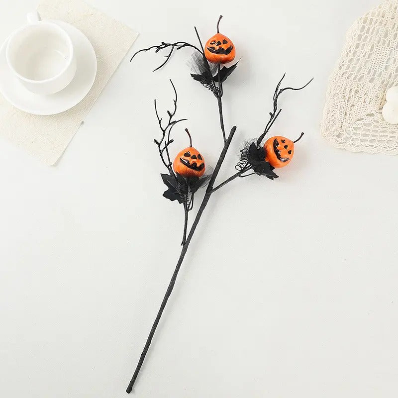 6-Piece Artificial Fall Pumpkin and Maple Leaf Decor Set, Mini Halloween Pumpkin Ornaments for Table Centerpieces, Vase Arrangements and Seasonal Home Decor