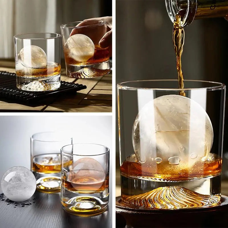 6PCS Reusable Large Round Ice Cube Mold, Stackable Silicone Ice Ball Maker, Easy-Release Ice Molds for Whiskey, Cocktails, Bourbon and Drinks