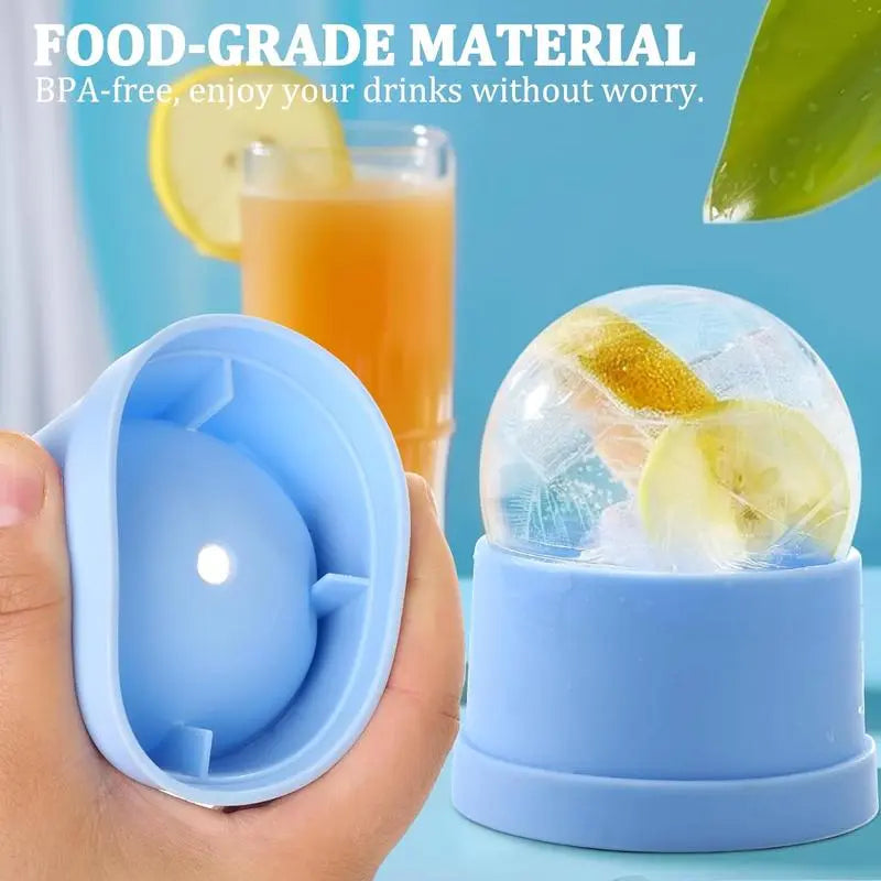 6PCS Reusable Large Round Ice Cube Mold, Stackable Silicone Ice Ball Maker, Easy-Release Ice Molds for Whiskey, Cocktails, Bourbon and Drinks