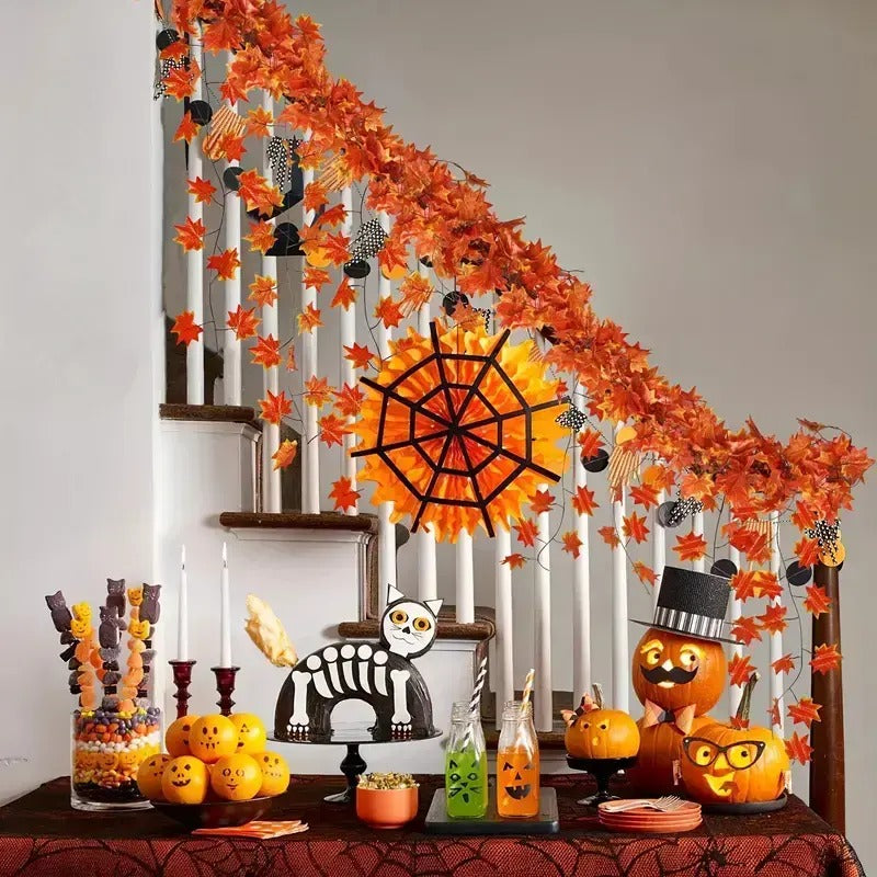 5-Piece 78.7 in Artificial Maple Leaf Ivy Garland, Decorative Fall Foliage Vine for Halloween, Home, Garden and Party Decor