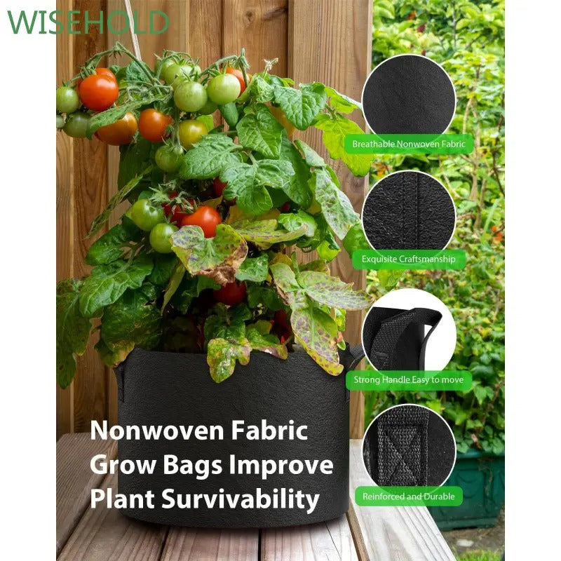 3-Pack 5-Gallon Fabric Grow Bags with Durable Handles, Nonwoven Planters for Vegetables, Fruits, Flowers and Herbs