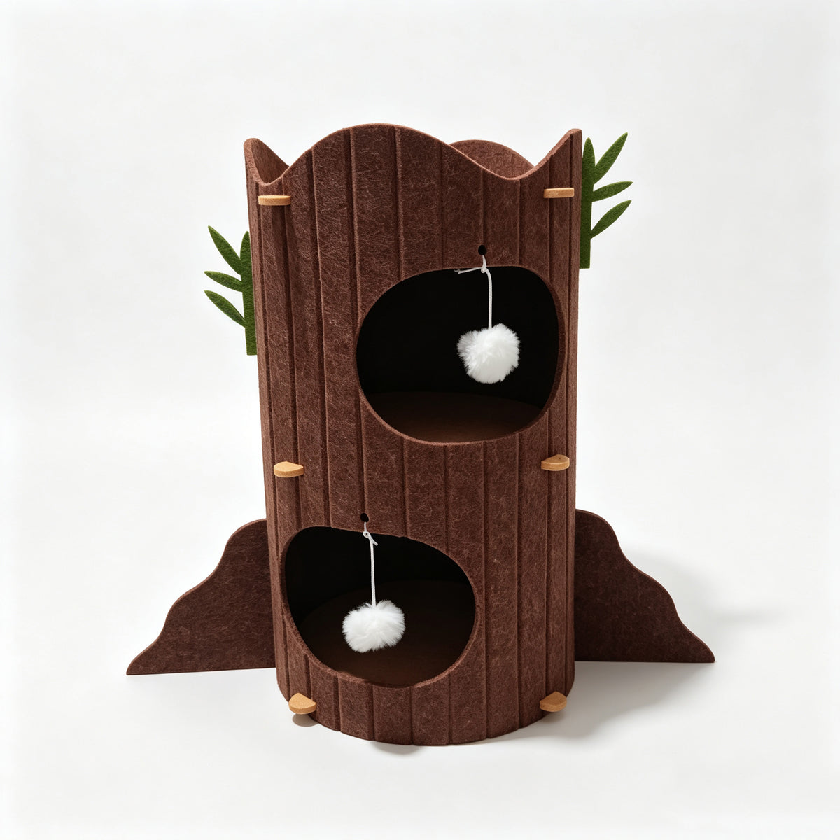 2-Tier Felt Cat House for Indoor Cats, Foldable Cat Bed Cave with Hanging Toy Ball, Scratch-Resistant Hideaway for Play & Sleep