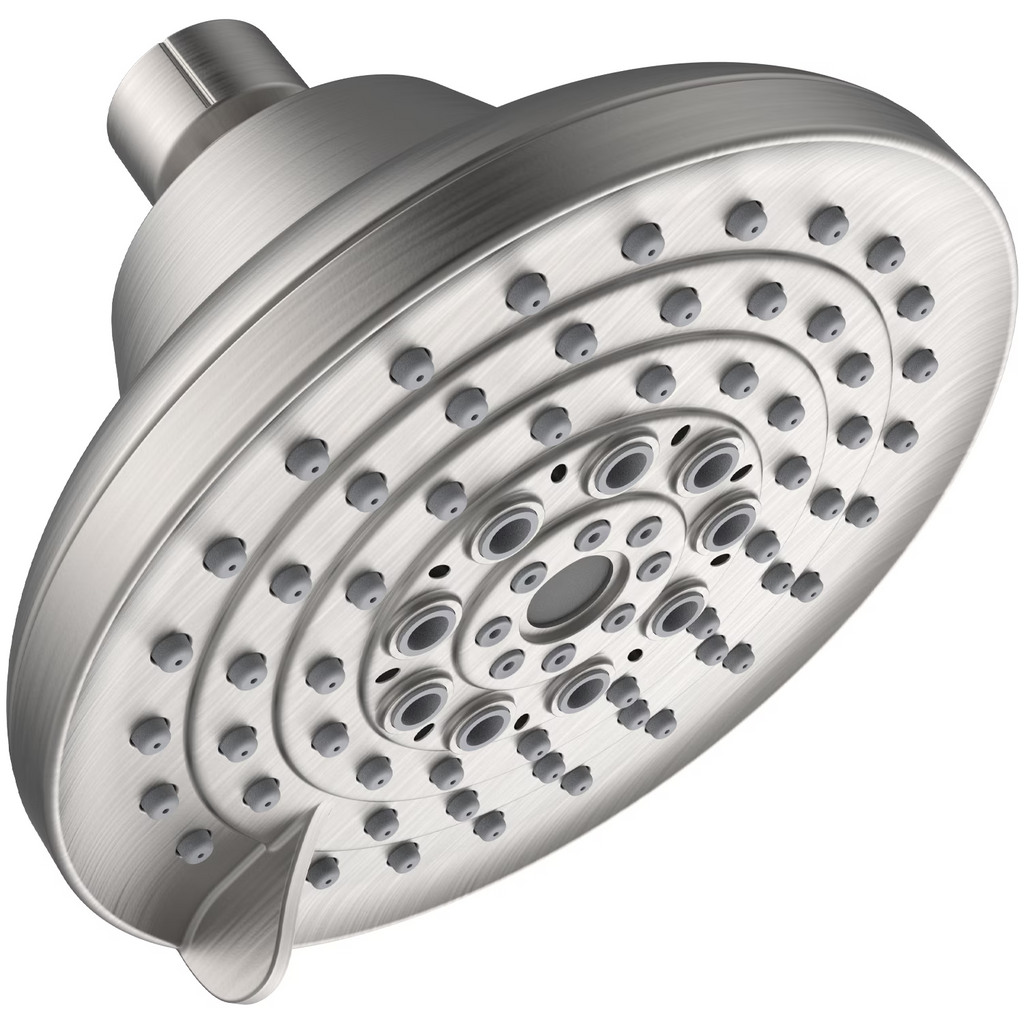 6-Setting High Pressure Rain Shower Head, 5 Inch, Fixed Wall Mount, Anti-Clog Nozzles, Works with Low Water Pressure