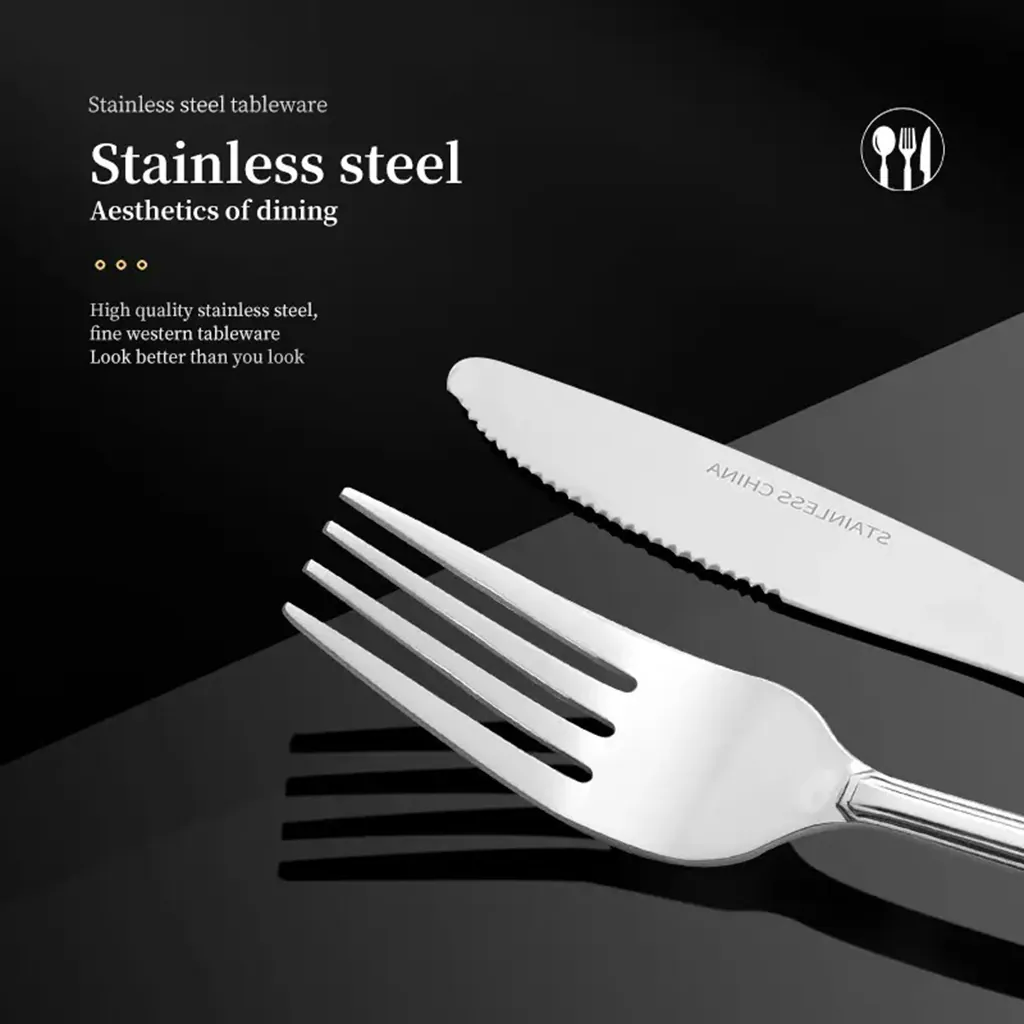 AEELLEEA-16Pcs Stainless Steel Flatware Set, Tableware Service for 4, Include Forks Spoons Knives, Elegant Silverware Set for Home Kitchen Dining