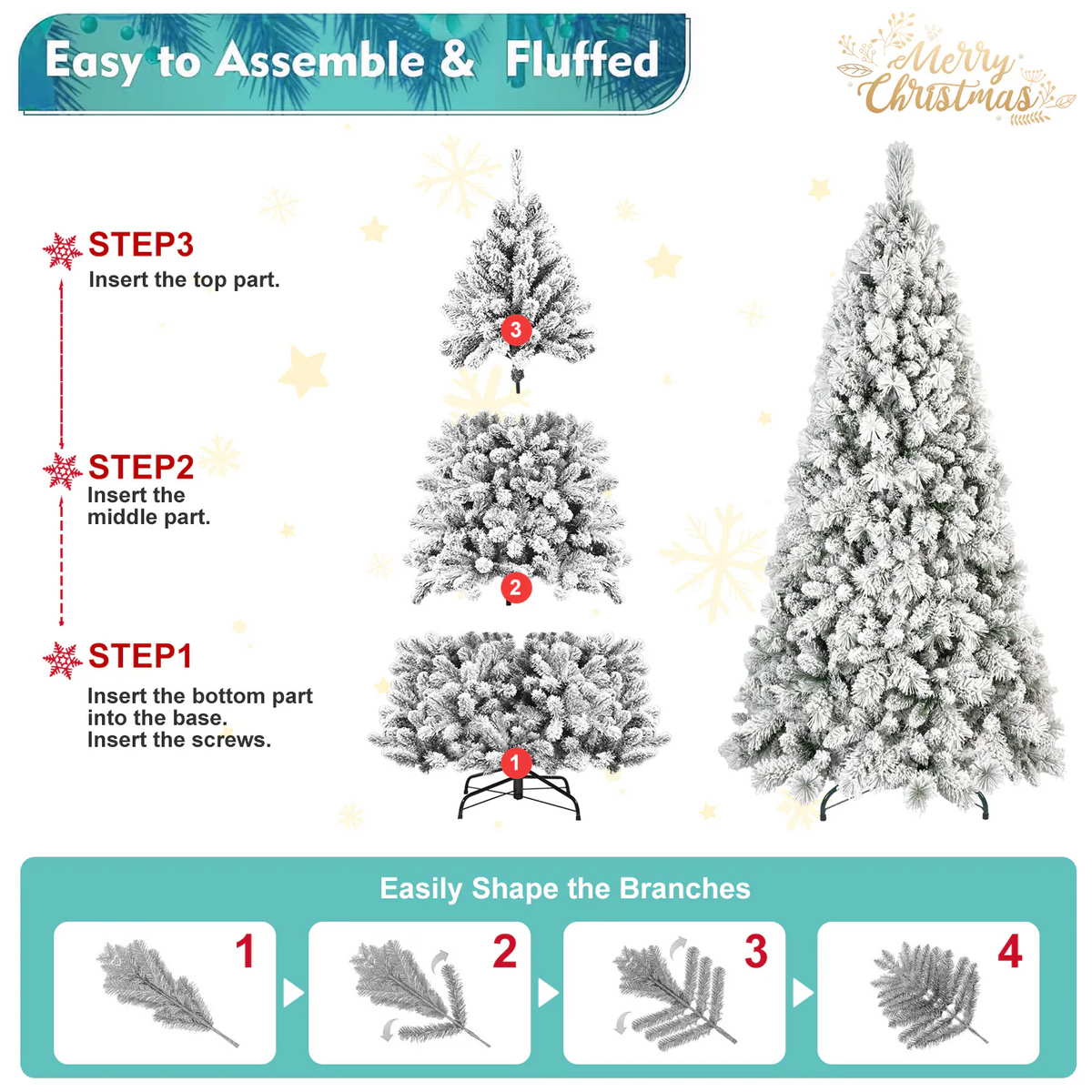 4ft PVC/Hard Needle Mixed Flocked Tree