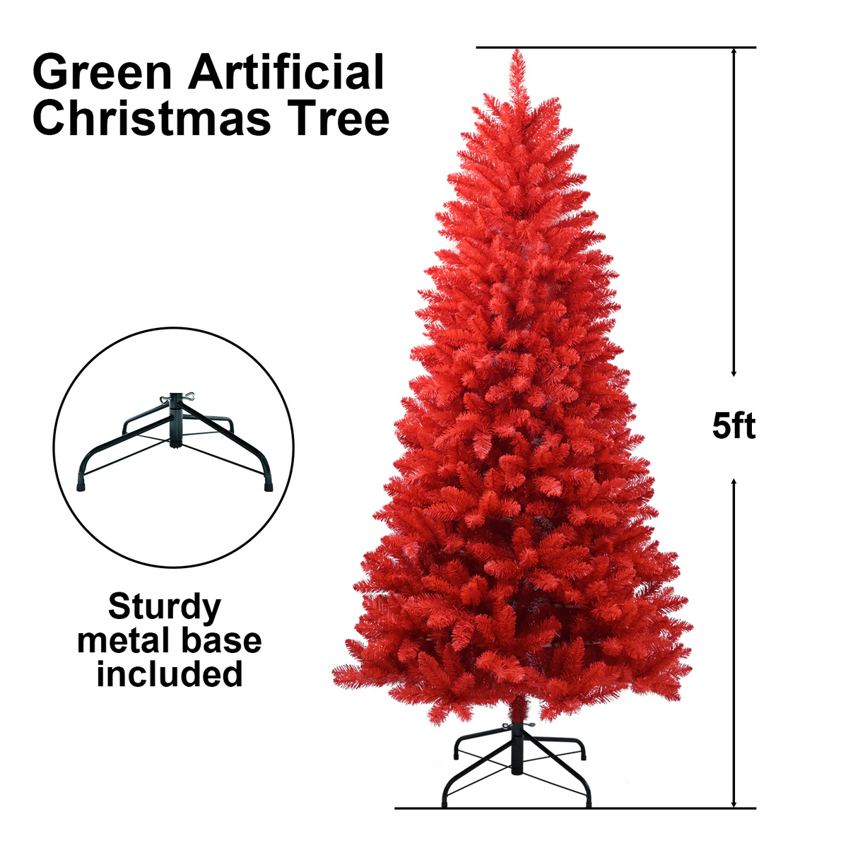 5FT PVC red tree