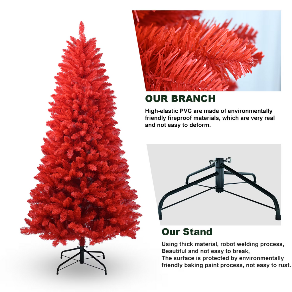 5FT PVC red tree