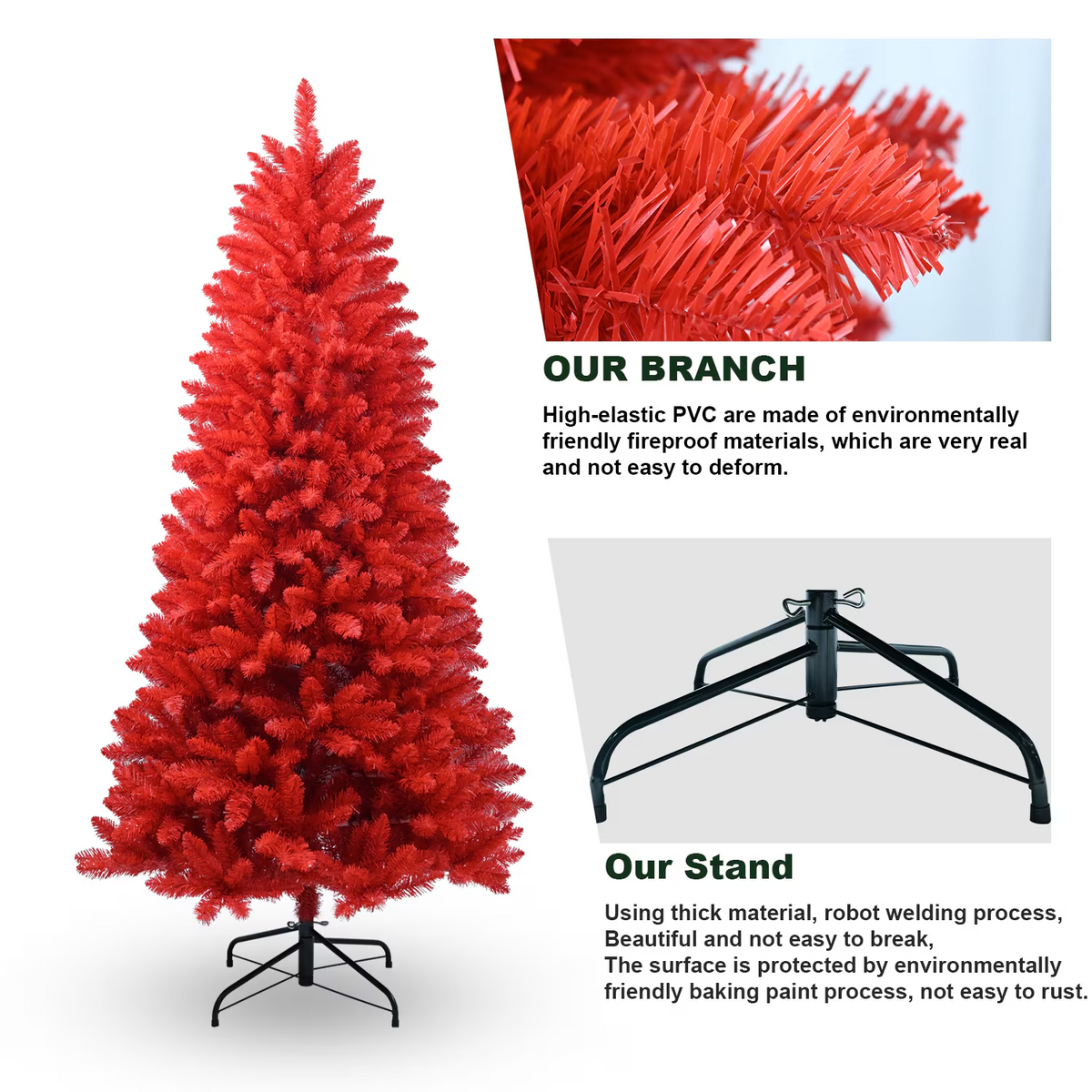 5FT PVC red tree