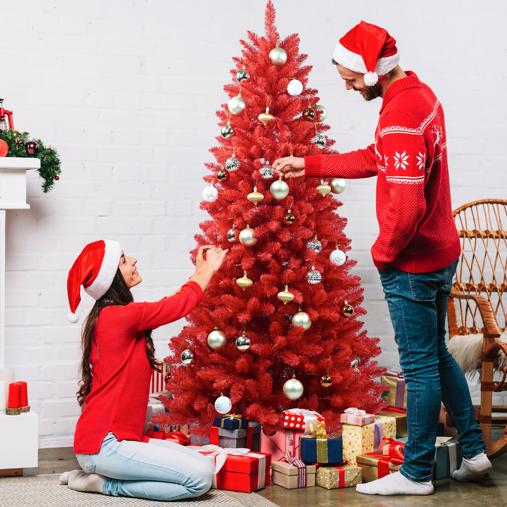 5FT PVC red tree