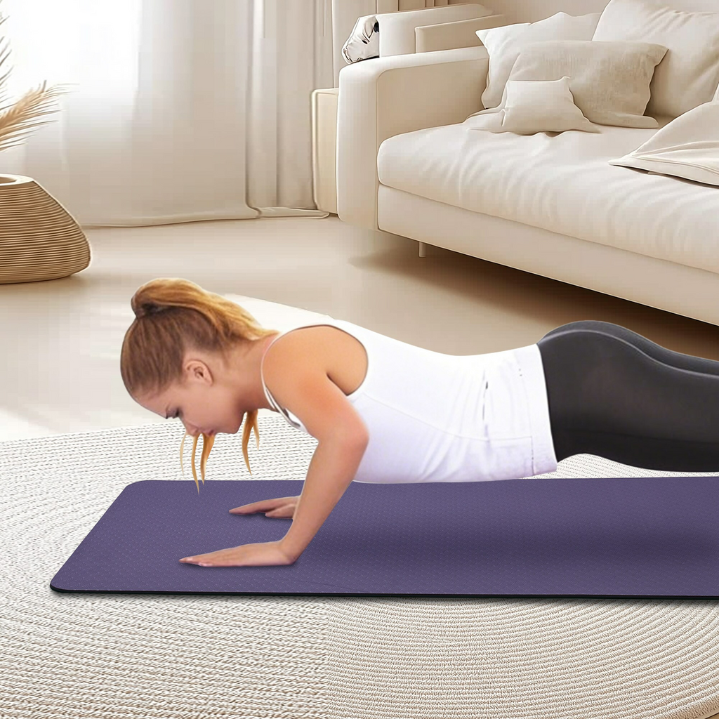 AEELLEEA-TPE Yoga Mat 72" x 24" Non Slip Double Sided Exercise Mat for Yoga Pilates Floor Workout