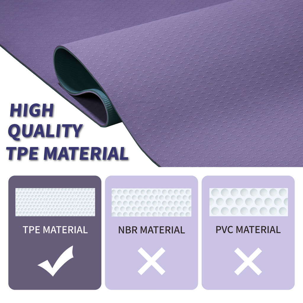 AEELLEEA-TPE Yoga Mat 72" x 24" Non Slip Double Sided Exercise Mat for Yoga Pilates Floor Workout