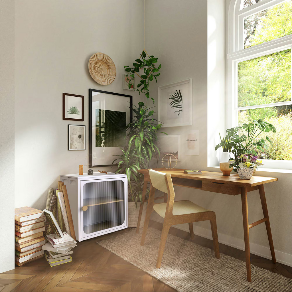 Single Sturdy & Convenient Foldable Cabinet, Durable Steel-Wood Combo with Anti-Slip Design & Quick Fold & Install, Storage Container with door