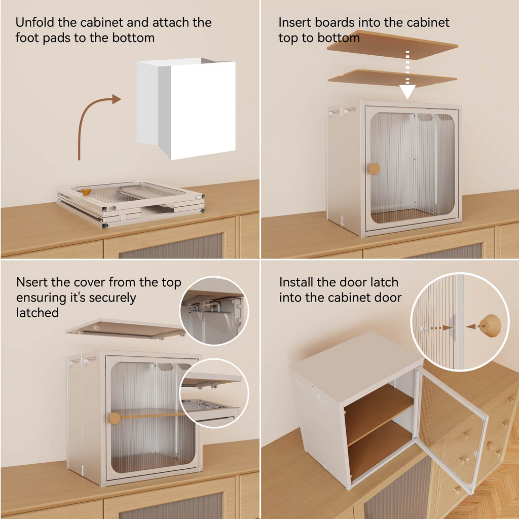 Single Sturdy & Convenient Foldable Cabinet, Durable Steel-Wood Combo with Anti-Slip Design & Quick Fold & Install, Storage Container with door