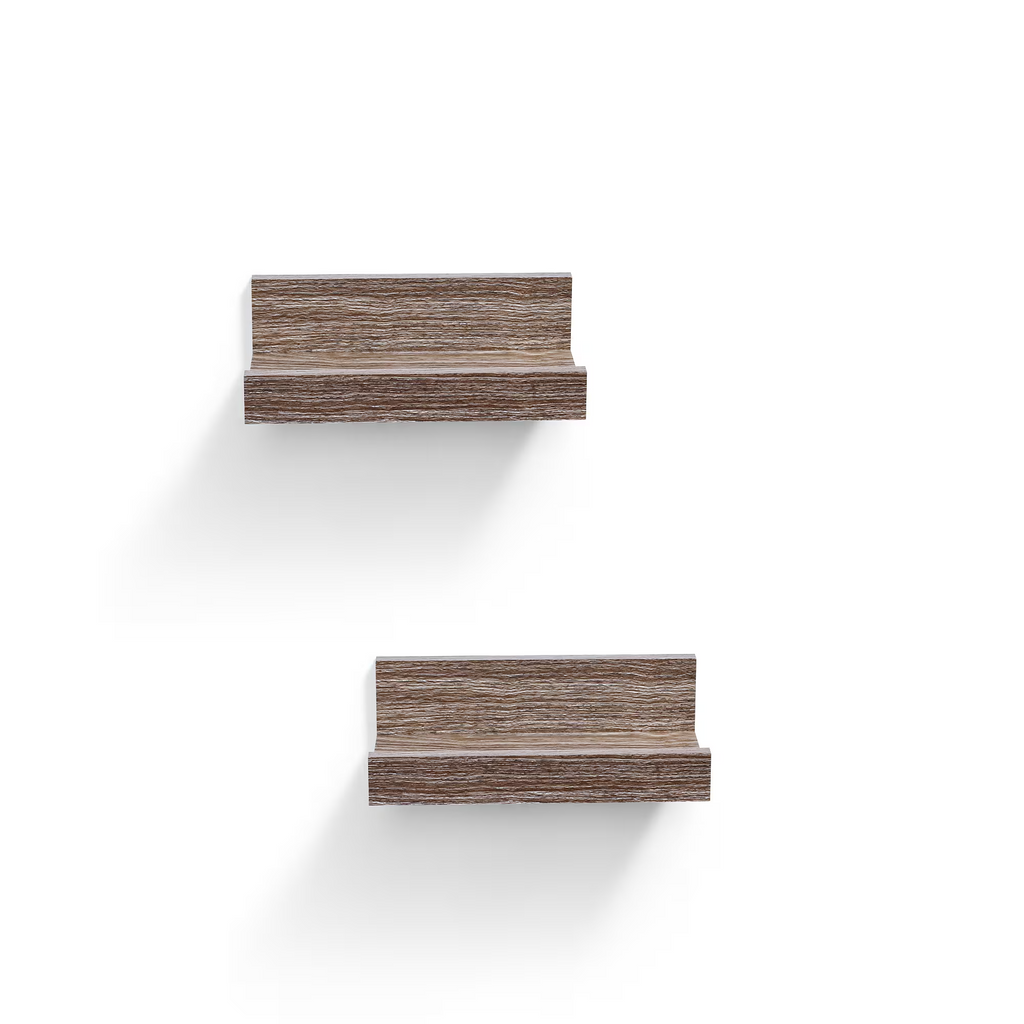2-Piece Floating Wall Shelves, 10.04" Wood Wall Mounted Shelf Set for Books, Plants & Decor with Invisible Brackets, Gray
