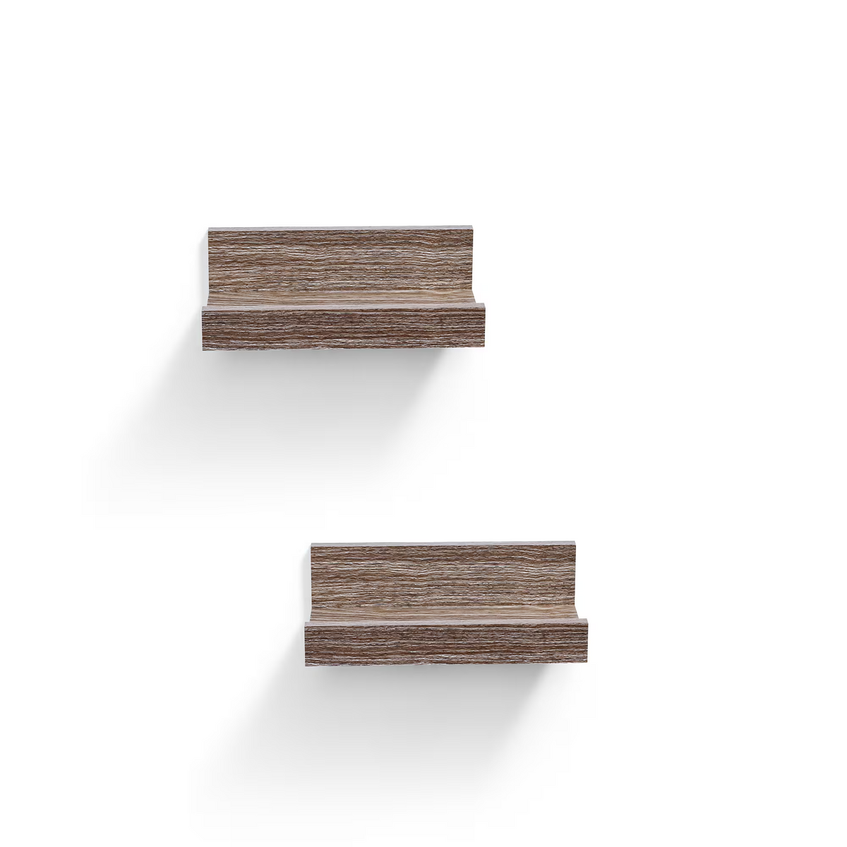 2-Piece Floating Wall Shelves, 10.04" Wood Wall Mounted Shelf Set for Books, Plants & Decor with Invisible Brackets, Gray