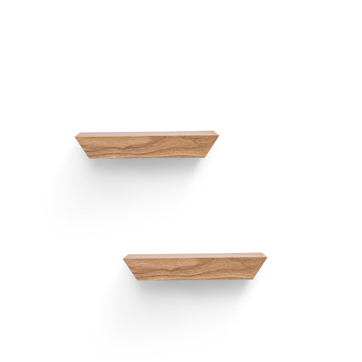 2-Piece Floating Wall Shelves, 11.81" Wood Wall Mounted Shelf Set for Books, Plants & Decor with Invisible Brackets, Tan