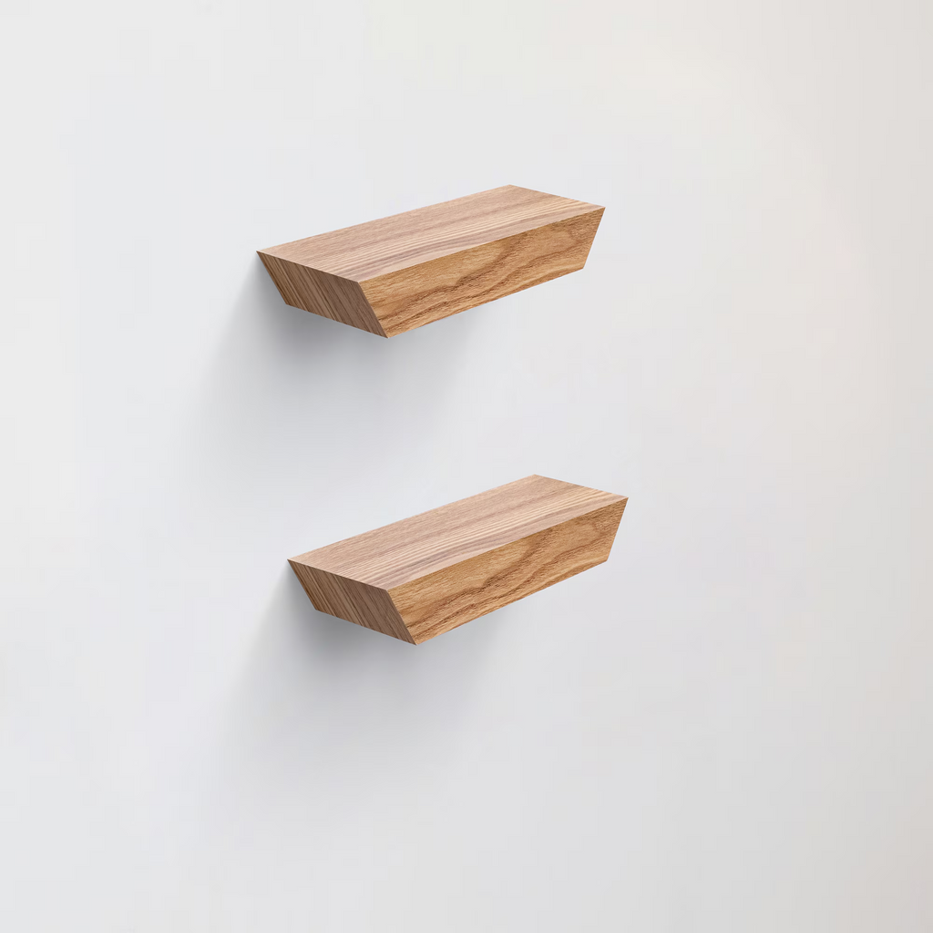 2-Piece Floating Wall Shelves, 11.81" Wood Wall Mounted Shelf Set for Books, Plants & Decor with Invisible Brackets, Tan