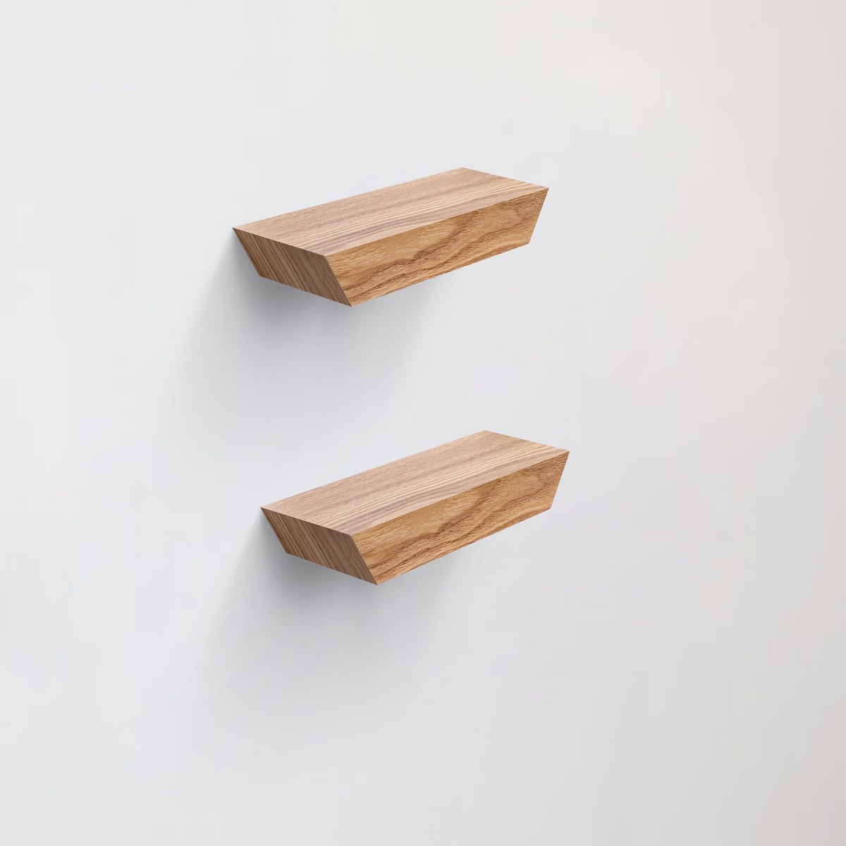 2-Piece Floating Wall Shelves, 11.81" Wood Wall Mounted Shelf Set for Books, Plants & Decor with Invisible Brackets, Tan