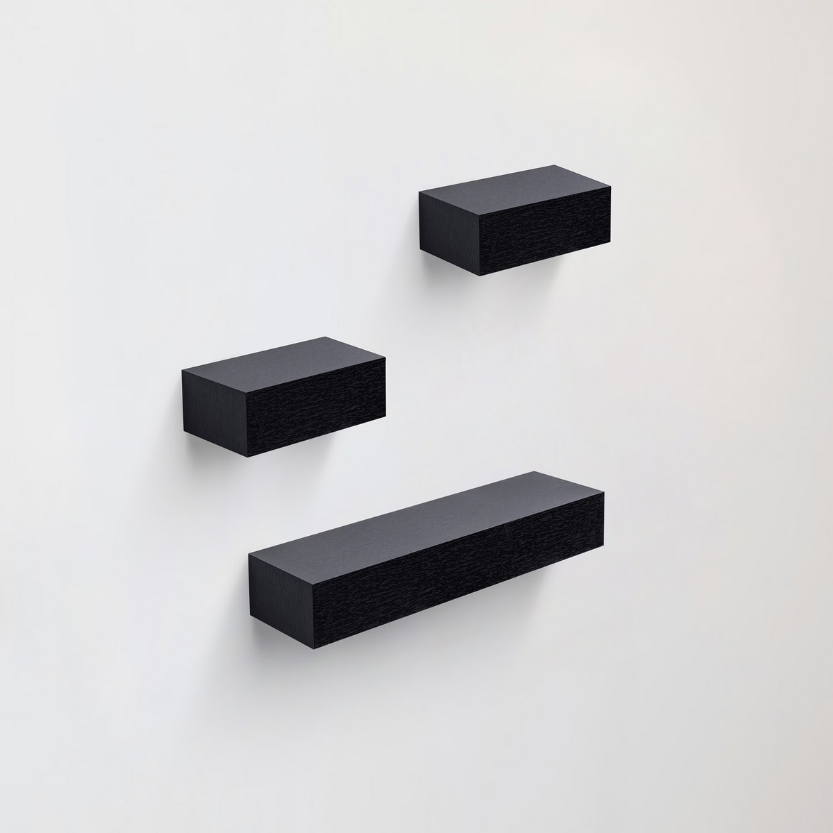 3-Piece Floating Wall Shelves, 18.11" Wood Wall Mounted Shelf Set for Books, Plants & Decor with Invisible Brackets, Black