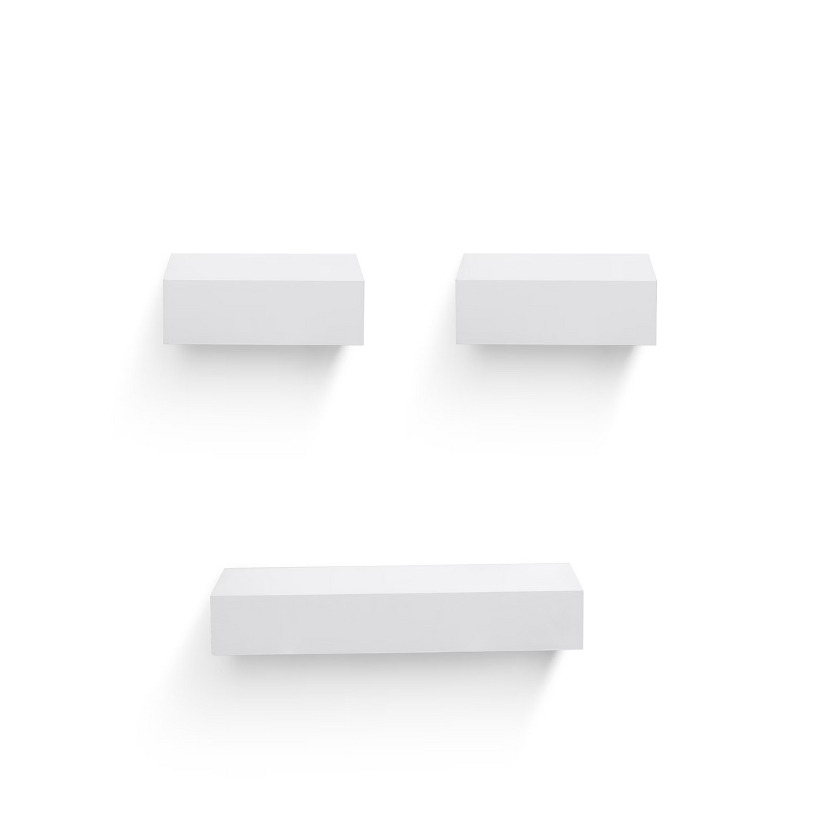 3-Piece Floating Wall Shelves, 18.11" Wood Wall Mounted Shelf Set for Books, Plants & Decor with Invisible Brackets, White
